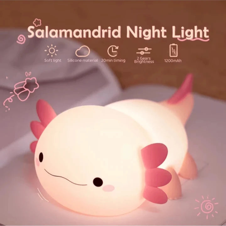 Lumini® Squishy Axolotl LED Night Light.