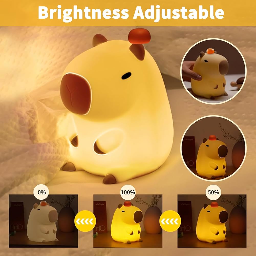 Lumini® Squishy Capybara LED Night Light.