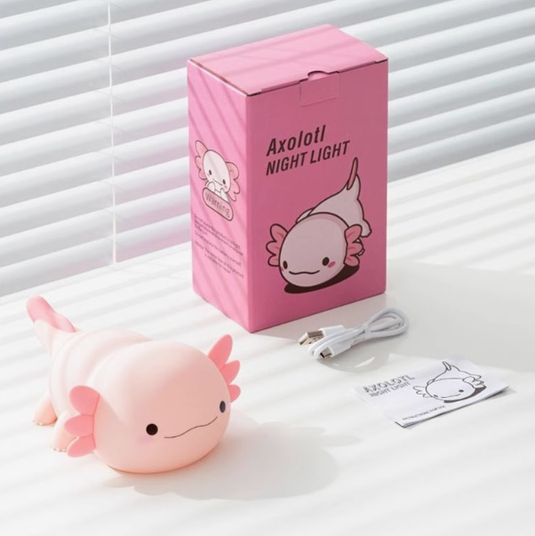 Lumini® Squishy Axolotl LED Night Light.