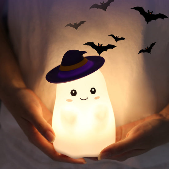 Lumini® Squishy Ghost with Witch Hat LED Night Light.