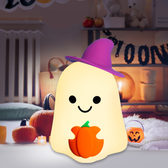 Lumini® Squishy Ghost Holding a Pumpkin LED Night Light.