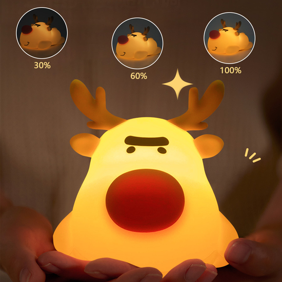 Lumini® Squishy Mischievous Reindeer LED Night Light.